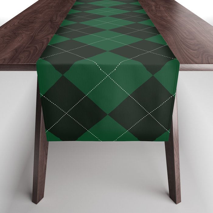 Green Argyle checks pattern. Digital Painting Illustration Background Table Runner