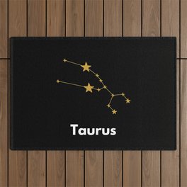 Taurus, Taurus Sign, Black Outdoor Rug