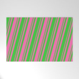 [ Thumbnail: Hot Pink & Lime Green Colored Striped/Lined Pattern Welcome Mat ]