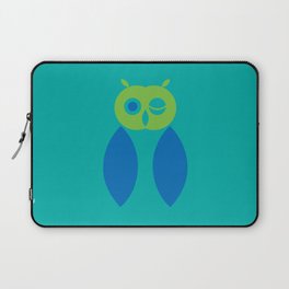 Winking Owl in green, blue, teal Laptop Sleeve