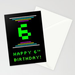 [ Thumbnail: 6th Birthday - Nerdy Geeky Pixelated 8-Bit Computing Graphics Inspired Look Stationery Cards ]