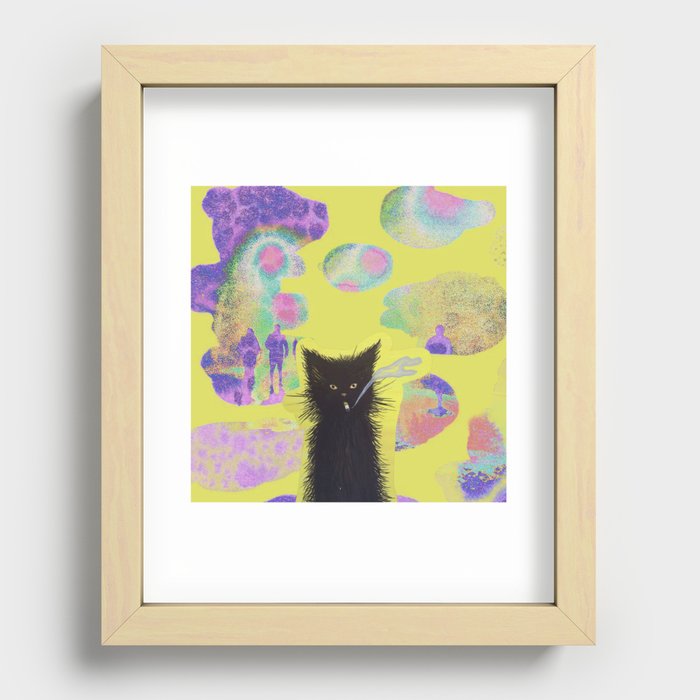 smoking cat Recessed Framed Print