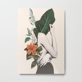 natural beauty-collage 2 Metal Print | Abstract, Portrait, Green, Minimalist, Collage, Curated, Dada22, Vintage, Figure, Girl 