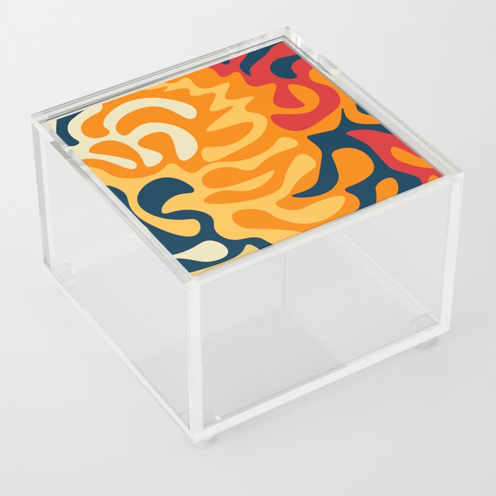 Abstract Mid century Modern Shapes pattern - Retro Color Acrylic Box