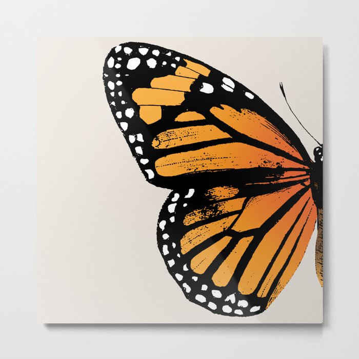 Monarch Butterfly | Left Butterfly Wing | Vintage Butterflies | Metal Print