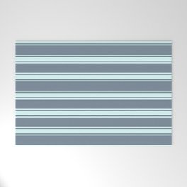 [ Thumbnail: Light Slate Gray & Light Cyan Colored Lines/Stripes Pattern Welcome Mat ]