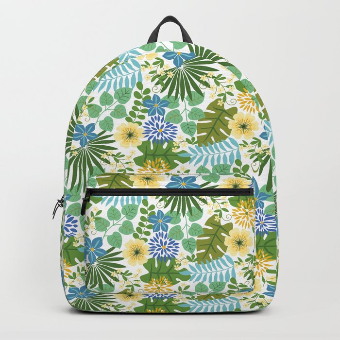 Tropical Blue and Yellow Floral Backpack