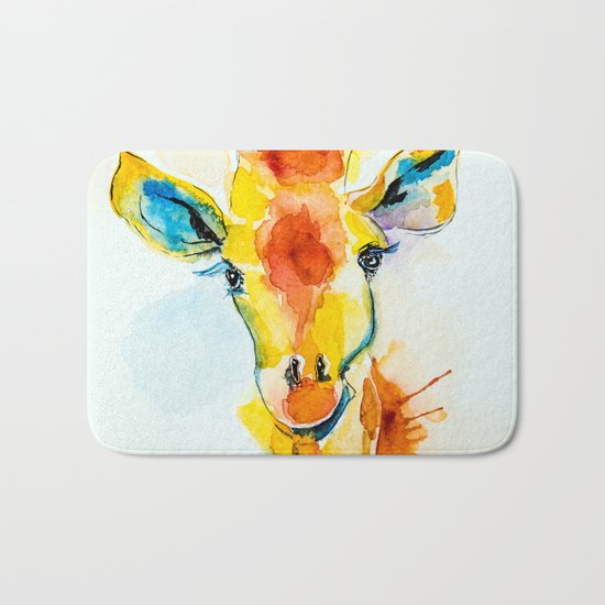 bright giraffe Bath Mat