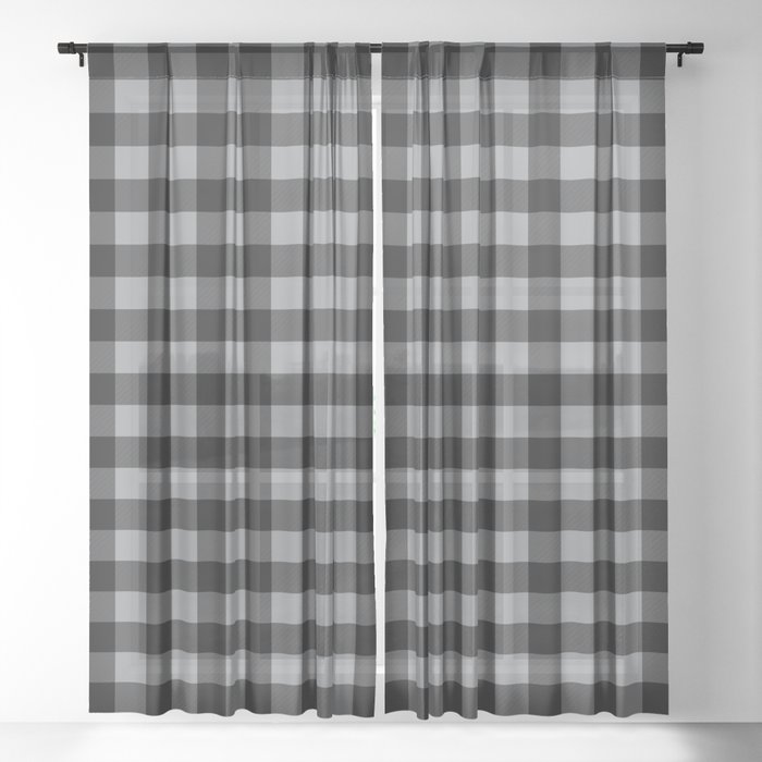 Steely Gray - check Sheer Curtain