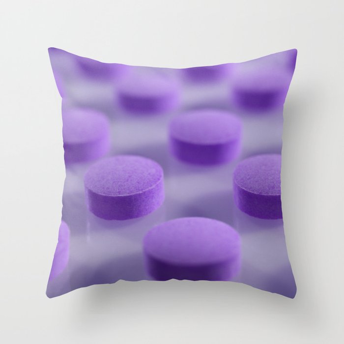 Violet Pills Pattern Throw Pillow