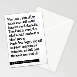 Happiness is the key to life - Literature - Typography Print Stationery Card