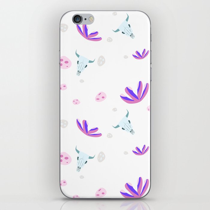 Abstract Bohemian Pink Purple Mint Green Country Floral Skulls iPhone Skin