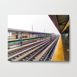 A platform view Metal Print | View, New York, People, Landmark, A Platform View, Platform, Crosswalk, Bench, A Platform Bench, Seats 