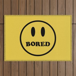 Bored Smile Funny Quote Outdoor Rug