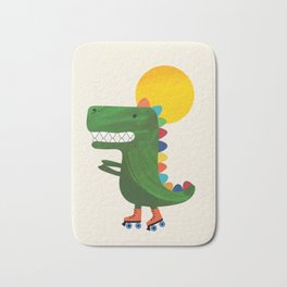 Dinosaur on roller skates Bath Mat | Digital, Kids, Color, Roller, Crocodile, Children, Illustration, Acrylic, Cartoon, Rollerskates 