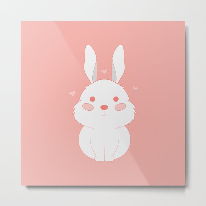 cute bunny with pink background Metal Print