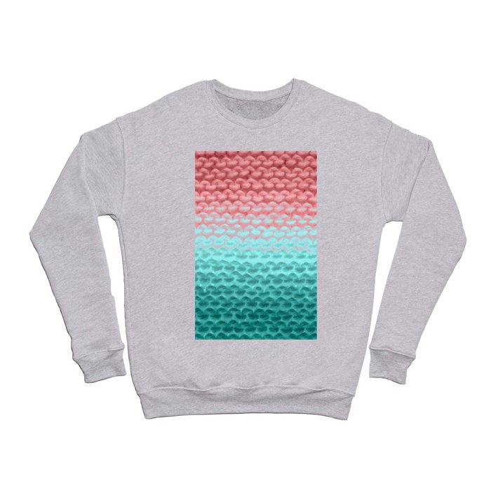 Large Ombre Turquoise Blush Knitting Watercolor Texture #society6 #decor #pink #popart  Crewneck Sweatshirt