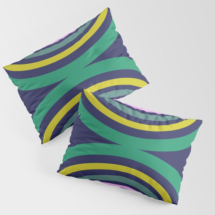 Hourglass Rainbow in Navy and Green Pillow Sham