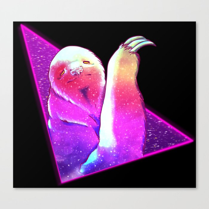 Retro Space Sloth Canvas Print