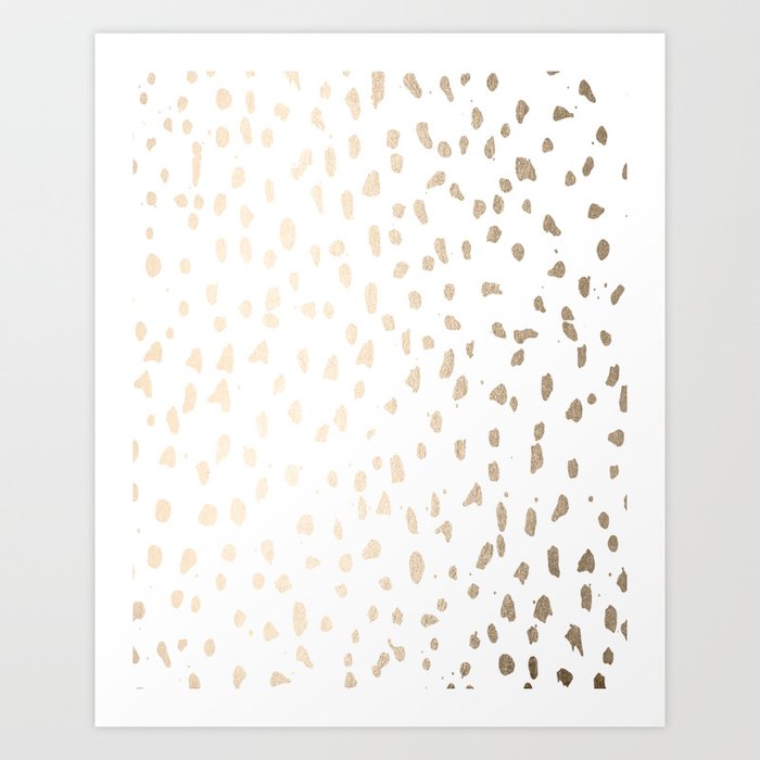 Luxe Gold Painted Polka Dot on White Art Print