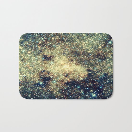 Galaxy Gold & Blue Stars Bath Mat