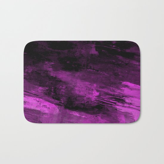 Purple Haze - Abstract, purple and black painting Bath Mat