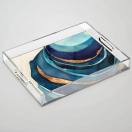 Abstract Blue with Gold Acrylic Tray