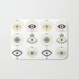 Evil Eye Collection on White Badematte | Illustration, Sci-Fi, Vector, Pattern, Vintage, Curated, Digital, Drawing 