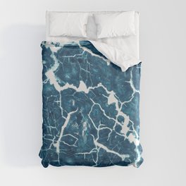 Electric Blue Lightning Marble Abstract Duvet Cover
