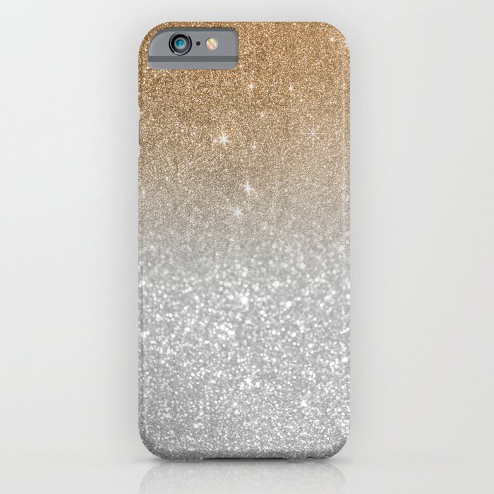 Trendy silver elegant gold gradient glitter pattern iPhone Case