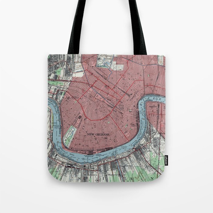 Vintage Map of New Orleans Louisiana (1954) Tote Bag