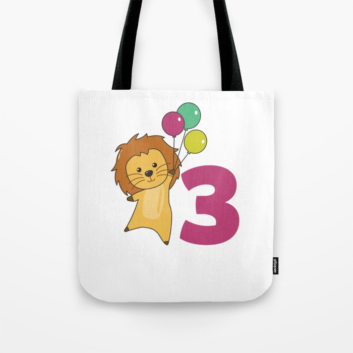 Lion Third Birthday Balloons For Kids Tote Bag