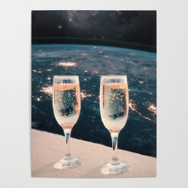 It's Champagne Time (without vintage halftone texture) Poster