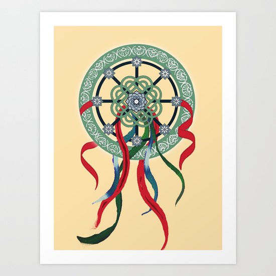 Mandala with Ribbons Art Print
