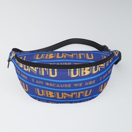 Ubuntu Unity In Swahili Blue Background And Yellow Text Fanny Pack