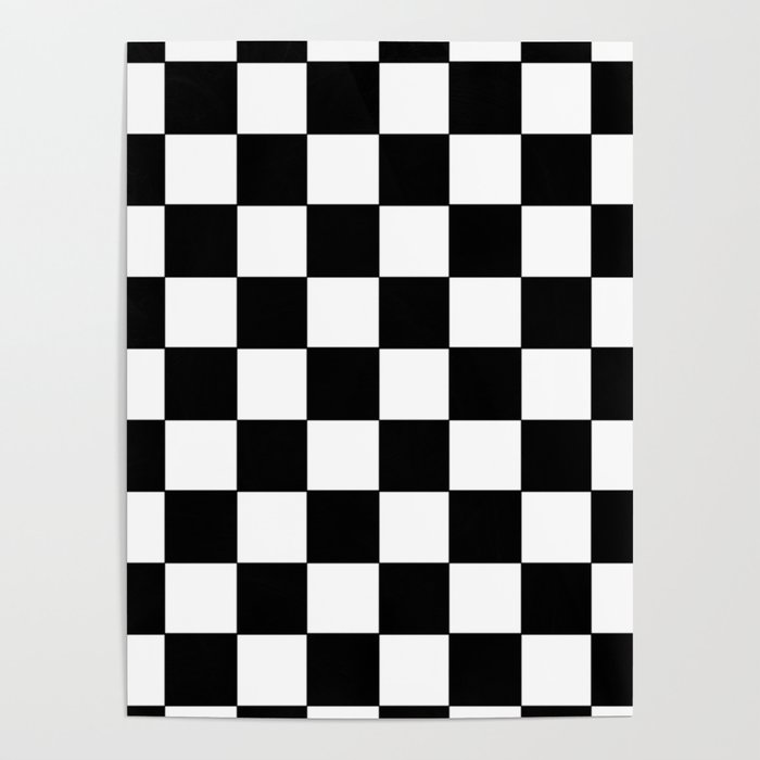 White and Black Checker Pattern  Poster