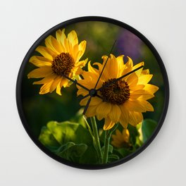 Two Pretty Arrowleaf Balsamroot Flowers Photo Wall Clock