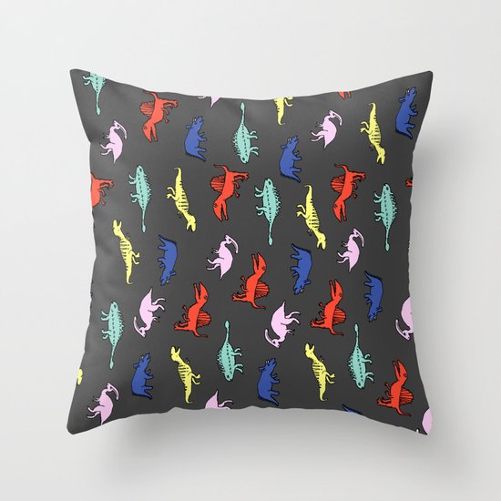 COLORFUL DINOSAUR Throw Pillow