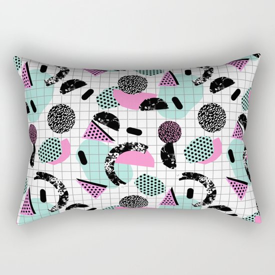 Joshin - memphis throwback retro pop art geoemetric pattern print unique trendy gifts dorm college Rectangular Pillow