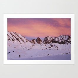 Winter sunset in the mountains Art Print