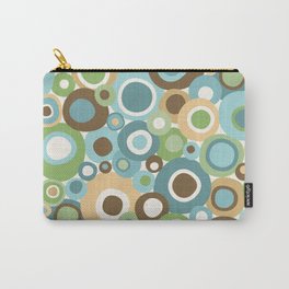 Mid Century Modern Circles // V2 // Brown, Green, Gold, Ocean Blue, Sky Blue, Turquoise, Ivory Carry-All Pouch | Turquoise, Mcm, Circle, Ocean Blue, Graphicdesign, Abstract, Pattern, 60S, Circles, Ivory 