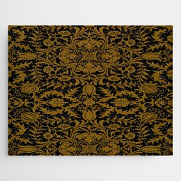 William Morris Black And Gold Floral Pattern Vintage Victorian Design Jigsaw Puzzle