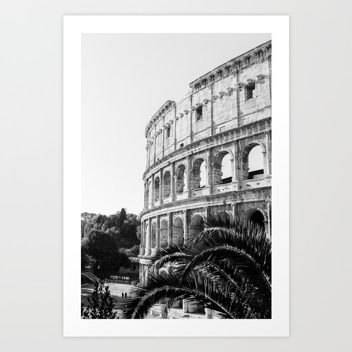 The Roman Colosseum in black and white || Ancient Rome, Italy, Architecture Art Print