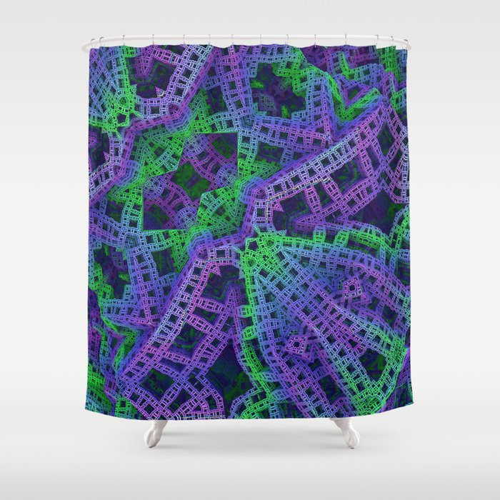 Green and purple film ribbons Shower Curtain