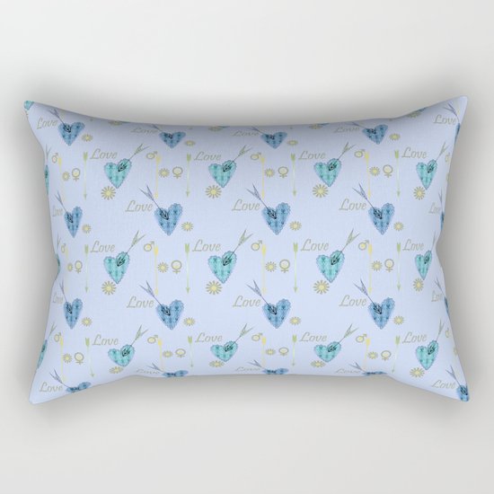 Love . The filigree heart . Blue background . Rectangular Pillow