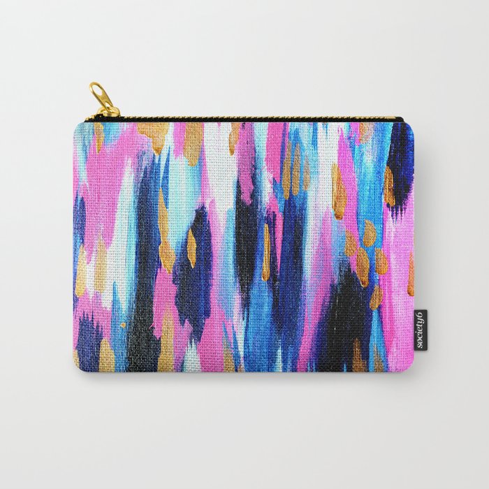 Spring Golden - Pink and Navy Abstract Carry-All Pouch
