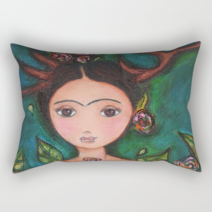Frida Deer by Flor Larios Rectangular Pillow