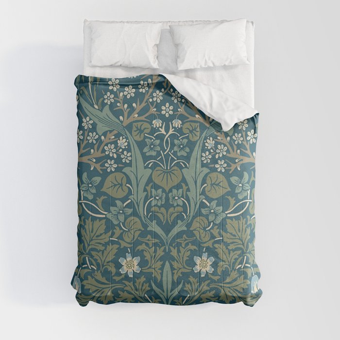 William Morris Vintage Blackthorn Teal 1892 Comforter