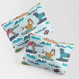 Surfing Dogs - cute summer tropical dogs surfing Pillow Sham