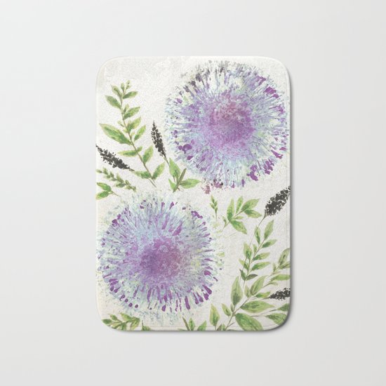 Dandelions Aquamarine Mauve Bath Mat